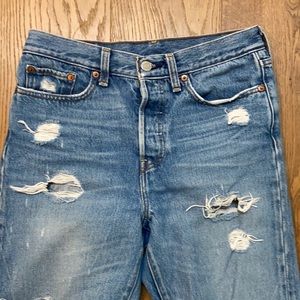 Levi Distressed Straight Leg Jeans